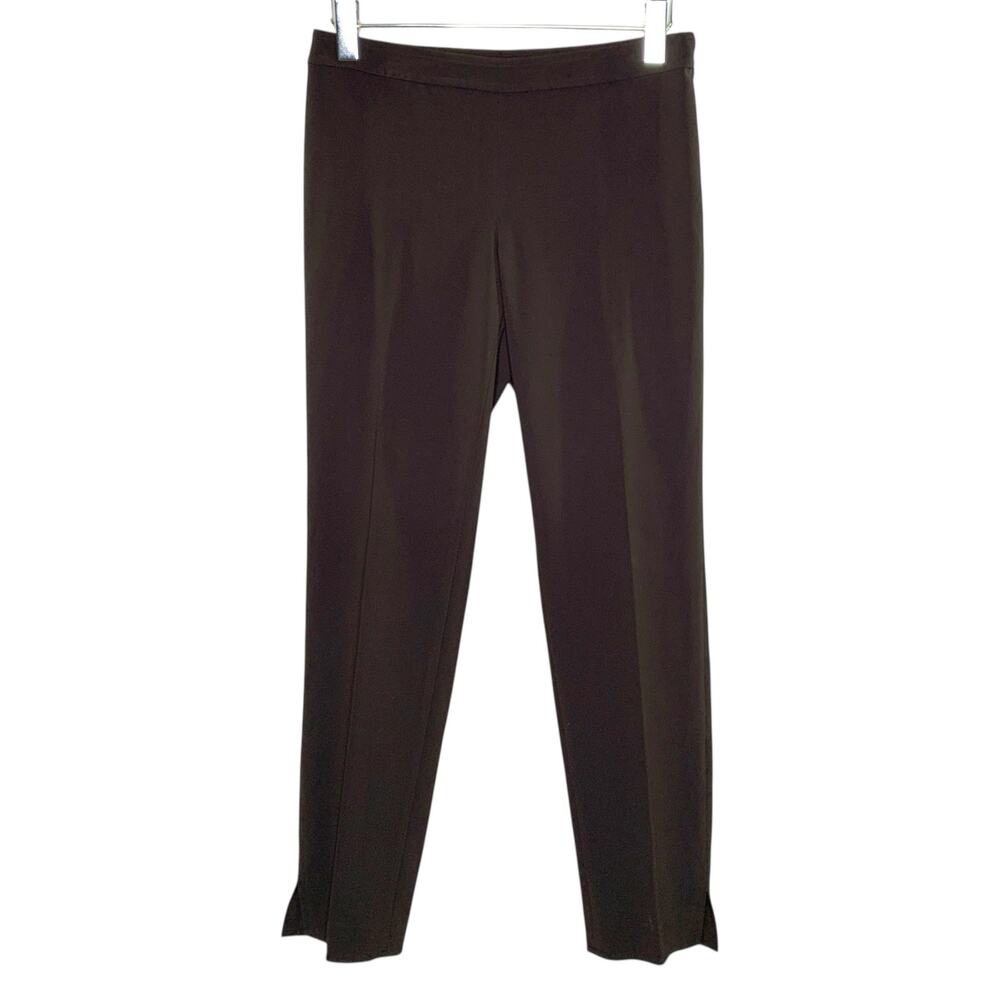 St. John 4 Chocolate Brown Flat Front Side Zip Tapered Trousers Country Club
